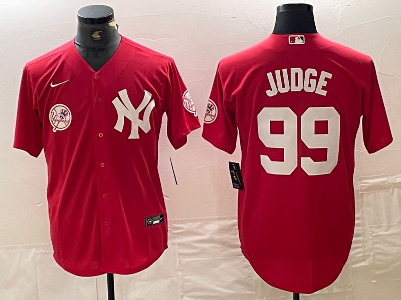 Men New York Yankees #99 Judge Red joint name Nike 2024 MLB Jersey style 3->new york yankees->MLB Jersey